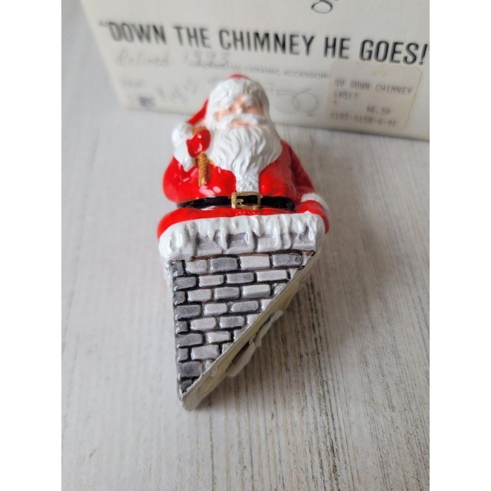 Dept 56 51586 Down The Chimney He Goes! snow village accessory Xmas
